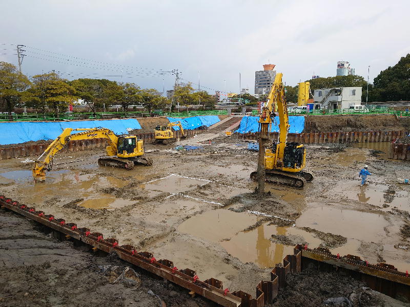 雨水貯留施設の地盤改良